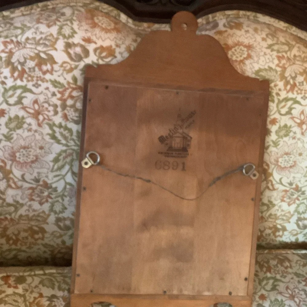 Mid 20th Century Wood Framed Mirror With American Eagle 23” X 14” Winchendon PA